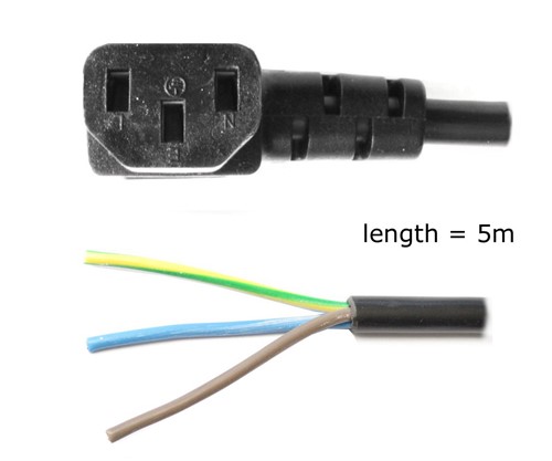 Power Cord C13 angled without plug 5m