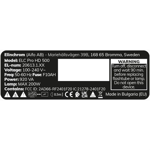 Elinchrom ELC Pro HD 500 - Product Label