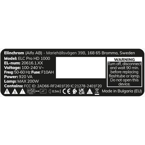 Elinchrom ELC Pro HD 1000 - Product Label