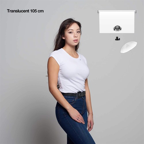 Transparent Umbrella directed at model