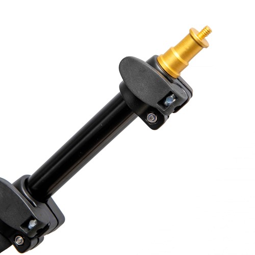 In the top of the boom stand, 5/8 stud and 1/4 thread